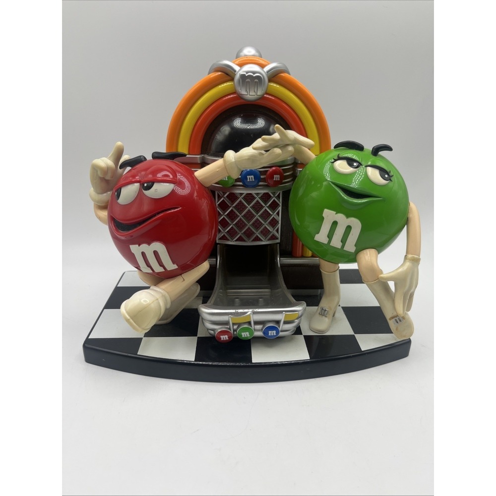 M&M's Candy Dispenser Rock n Roll Jukebox Stereo Red and Green Characters